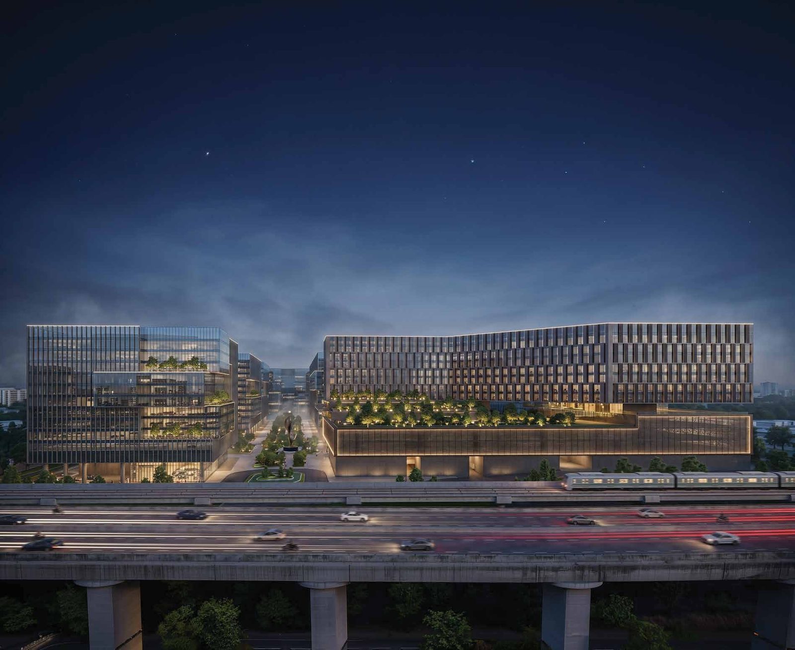 Century Immencity, the business district and plaza along International Airport Road, conceptual image